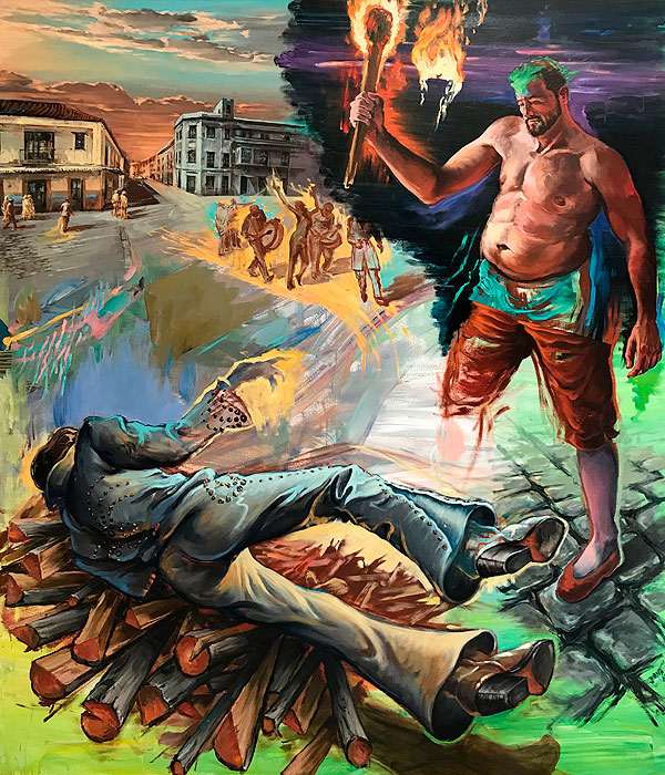 Juana González, Bonfire. 2014, oil on canvas, 200 x 170 cm