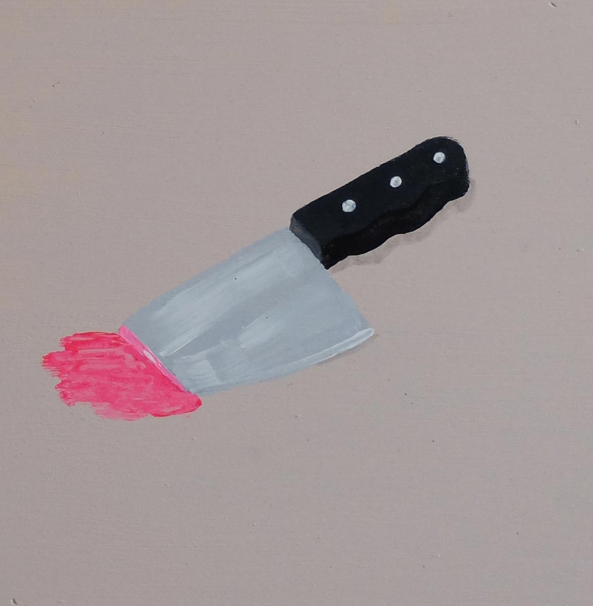 Dead cuchillo, 2016, acrílico sobre tabla, 20 x 20 cm