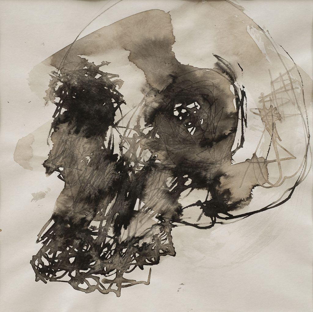 Christophe Faso, Untitled 6. Series Skull. 2018, ink on paper, 30 x 30 cm.