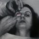 María Carbonell, The pink eye. 2016, óleo y spray sobre lino, 38 x 46 cm