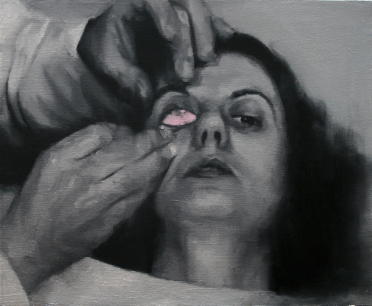 María Carbonell, The pink eye. 2016, huile et acrylique sur lin, 38 x 46 cm