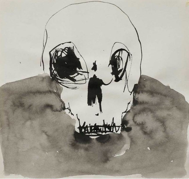 Christophe Faso, Untitled 3. Series Skull. 2018, ink on paper, 30 x 30 cm.