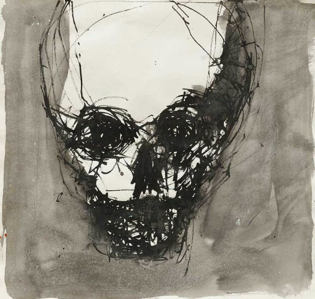 Christophe Faso, Untitled 4. Series Skull. 2018, ink on paper, 30 x 30 cm.